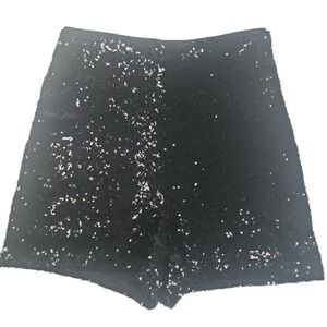 Express Women's Size 0 Black Sequin Shortie Extreme High Rise Dressy Shorts
